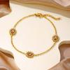 Pulseira europeia e americana de aço titânio moda dopamina diamante colorido incrustado aço inoxidável personalidade tendência tudo combina banhado a ouro