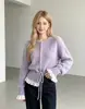 Suéter de renda patchwork versátil e elegante, estilo coreano, para outono e inverno, novo para mulheres, top de tricô estilo doce com cintura marcada