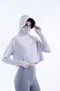 Roupa com Proteção Solar Feminina de Verão UPF50 Seda Gelada Resistente a UV Cola Preta Aba com Capuz Respirável Secagem Rápida Roupa para a Pele