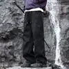 Pantalones de Trabajo para Hombre Marca Americana de Moda Resistentes al Viento Primavera y Otoño Streetwear Plisados Estilo Paracaídas Color Sólido Pierna Recta Pantalones Largos