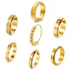 Amazon Xiyin Anillos Giratorios para Pareja de Acero de Titanio Esmaltado con Diamantes de Zirconia para Alivio del Estrés Juego de 7 Joyas