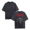 Camiseta Gráfica de Anime Lavable Transfronteriza para Hombres y Mujeres, Top de Camiseta de Algodón Lavado Ácido Vintage para Verano
