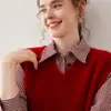 Chaleco Suéter de Punto Baicai Terciopelo Otoño/Invierno Nuevo Top sin Mangas Holgado Capa Base Color Sólido Camisola