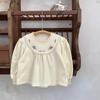 Suéter de encaje de muñeca con mangas abullonadas y cuello redondo bordado dulce para niña de primavera de Cutemily