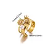 Anillo de Acero Inoxidable Nuevo Europeo y Americano con Circonita y Perla de Imitación Anillo Chapado en Oro para Mujer Anillo Pequeño Fresco de Acero de Titanio con Forma de Serpiente Accesorios