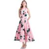 Moda Europea y Americana Vestido Estampado sin Mangas de Cintura Alta Vestido de Verano Nuevo para Mujer Transfronterizo Corte Estéreo Cintura Falda A