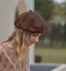 Boina de Lentejuelas para Otoño e Invierno, Sombrero de Artista Casual para Mujer, Elegante Sombrero de Lana, Boina de Artista de Punto a la Moda