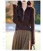 Ceiis Suéter de Invierno Comercio Exterior Transfronterizo Top Holgado Casual Hombro Caído Jersey Urbano de Punto con Media Cremallera para Mujer