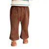 Pantalones casuales para niñas de otoño e invierno, pantalones acampanados gruesos forrados de forro polar, elegantes y modernos para niños