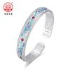 Pulseira de Esmalte Guofeng Fênix Sólida Prata Esterlina 9999 Estilo Étnico Feminino Literatura e Arte Método Antigo Pulseira Aberta Coração a Coração