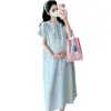Vestido de Punto Casual Cómodo de Verano 2026 con Cuello Polo Holgado y Lunares para Mujeres Embarazadas