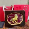 Folha de Ouro 999 Três Carneiros Trazem Prosperidade e Sucesso Ornamento Dourado, Lembrança Banhanda a Ouro para Eventos Empresariais, Presentes no Atacado