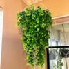 Planta colgante de pared de eucalipto de ratán artificial de hoja redonda, simulación de planta verde, enredadera, decoración para el hogar y exteriores