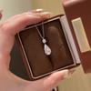[Hija] Collar Francés Super Flash Hielo Gota de Agua Diamante para Mujer Delicado Lujo Ligero Avanzado Lágrimas Cadena Clavícula