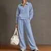 Conjunto Deportivo Casual Transfronterizo Nuevo 2026: Conjunto de Dos Piezas de Sudadera con Cuello Alto y Bloques de Color Estilo Europeo y Americano con Pantalones de Pierna Ancha