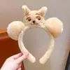 Diadema de estilo coreano kawaii para niña, bonita diadema de felpa con dibujos animados para otoño e invierno, diadema para lavarse la cara a presión con el pelo de niña dulce