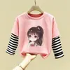 Nueva Camiseta de Algodón Puro de Manga Larga para Niños Otoño 2026, Elegante Camiseta Base de Dibujos Animados para Bebés, Top para Niñas Primavera y Otoño