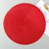 Tapete de Jantar de Ráfia Escandinava Feito à Mão Tapete para Prato de Jantar Ocidental Tapete Antiderrapante para Mesa de Jantar Porta-Copo Tapete Simples Redondo para Tigela Jogo Americano de Gaze de Algodão