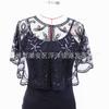 Vestido de Noiva de Renda 2023 Xale para Mulheres Novo Vestido de Lantejoulas Finas com Cintura Europeia e Americana Casaco Pequeno com Miçangas