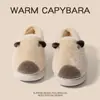 Chinelos de algodão femininos Capivara 2026 novo estilo outono e inverno, com calcanhar fechado, para interior, casa, quentes, de pelúcia, com sola espessa