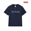 Camiseta de Algodón Pesado Moda Americana Transfronteriza Estampado de Letras Supreme Cuello Redondo Manga Corta Unisex Holgada Casual para Hombres y Mujeres
