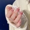 Uñas Almendradas Portátiles, Uñas Largas Estilo Europeo y Americano, Estilo Dulce y Fresco, Arte de Uñas con Pedrería Estrella Cruzada Blanco y Negro, Puntas de Uñas Postizas, Pegatinas para Uñas