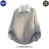 Sudadera de cuello alto de manga larga de la marca NASA de alta calidad, moderna, para hombre, casual de otoño, elegante, estilo old money, top de lujo ligero