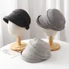Sombrero de Pescador Plisado de Lana Retro Japonés para Mujer 2026 Primavera/Verano Nuevo Casual Versátil que Afina el Rostro Protección Solar Sombrero de Pescador