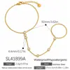 Pulseira de Aço Inoxidável Cruzada Fashionável Tendência Estilo Ins Corrente para Dorso da Mão Cravejada com Zircônia Banhada a Ouro 18K Real À Prova d'Água Resistente à Descoloração Joia para Mão