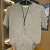 Verano Nuevo 2026 Nuevo Hombre Lujo Ligero Cuello Redondo Marca de Moda Casual Camiseta de Punto Cómoda Cuello Redondo Transpirable Manga Corta