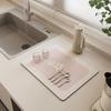 Estera de drenaje de cocina de barro de diatomeas con flores, estera absorbente antideslizante para mesa de lavado de baño, estera aislante para platos y cuencos