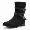 Nuevas botas de mujer estilo western con hebilla de cinturón, botines estilo Martin de caña corta, botas de moto de tacón bajo, tallas 40-47, talla grande, comercio exterior de Amazon