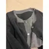 Cárdigan 100% lana merino australiana para mujer, cuello redondo, suéter abrigo de dos piezas simulado, bloques de color, tejido de cachemir moderno estilo coreano
