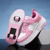 Nuevos Zapatos con Ruedas Dobles para Niños y Niñas, Tenis de Patinaje de Velocidad para Adultos, Patines Desmontables para Niños