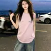 Camiseta de Algodón sin Mangas para Mujer con Diseño Divertido de Perros para el Verano, Estampado de Letras de Marca de Moda, Top Rosa para Pareja para Hombres