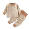 Conjunto Dividido de Lã e Seda para Bebê Outono e Inverno Roupa Térmica para Bebê Roupas de Outono Calças de Outono Pijama com Proteção para a Barriga de Cintura Alta