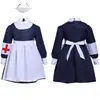 Vestido de Uniforme de Enfermera Retro de Manga Larga para Niñas, Set de Juego de Rol de Experiencia Profesional, Disfraz de Halloween para Jardín de Infancia, Atuendo de Cosplay