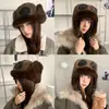 Sombrero Lei Feng de Felpa con Estampado de Leopardo Vintage para Mujer, Sombrero de Invierno Grueso para Cabeza Grande con Orejeras, Sombrero de Aviador de Lana para Exteriores, Resistente al Frío