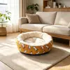 Cama de gato de algodão e linho, tapete para animais de estimação para todas as estações, cama para cachorro, almofada de ninho para cachorro, ninho redondo, ninho quente para animais de estimação para o inverno, transfronteiriço
