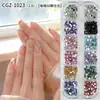Mini Strass de Fundo Plano Conjunto de 12 Grades Caixa Decorações para Nail Art Estrelas Corações Gotas d'Água Strass Coloridos DIY Acessórios para Unhas