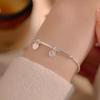 Pulsera de plata de ley 925 con piedra lunar Love para mujer, fina, sencilla, con nicho, a juego, con cuentas de plata rota de alta gama.
