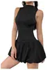 Venta al por mayor transfronteriza europea y americana Otoño Nueva moda Chaleco Falda abullonada Canalé Espalda descubierta Falda corta sexy Vestido