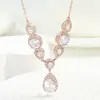 Collar Popular Transfronterizo de Zirconia Gota de Agua, Joyería de Lujo Ligero de Nicho Completamente Incrustada en Diamantes para Mujer, Accesorios de Joyería de Diseño de Alta Gama