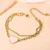 Pulsera de Acero Inoxidable Chapado en Oro de 18 Quilates con Forma de Corazón Simple y Versátil Transfronteriza Aogu para Mujer Pulsera Apilable Doble Capa Versátil de Nicho
