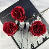 Rosa artificial de tres cabezas Austin para boda, tela para decoración del hogar, accesorios de fotografía, flores falsas suaves, arreglo floral para pared