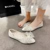 Zapatos Planos de Punta Fina con Perlas para Mujer, Estilo Pequeño Fragante, Nuevos de Primavera 2025, Zapatos Versátiles sin Cordones, Zapatos de Abuela