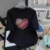 Camiseta Blanca de Cuello Redondo y Manga Corta con Forma de Corazón, Estilo Nuevo Verano 2026 para Mujer, Camiseta de Moda Versátil de Diseño Holgado Tendencia
