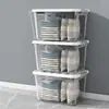 Caixa de armazenamento doméstico, caixa de armazenamento transparente para brinquedos, caixa de armazenamento de roupas de tamanho grande, lanche, atacado de plástico