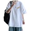 Camiseta de manga corta para hombre, estilo arcoíris de verano, marca de moda, holgada, estilo Hong Kong, camiseta de media manga, informal, moderna, estilo coreano, cuello redondo.