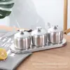 Suministro juego de tarros para condimentos de acero inoxidable SUS304 estilo europeo caja de condimentos para el hogar botella de condimento caja de condimentos utensilios de cocina